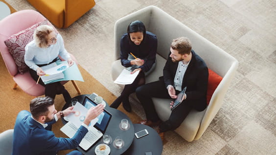 meeting of group of people on the couch
